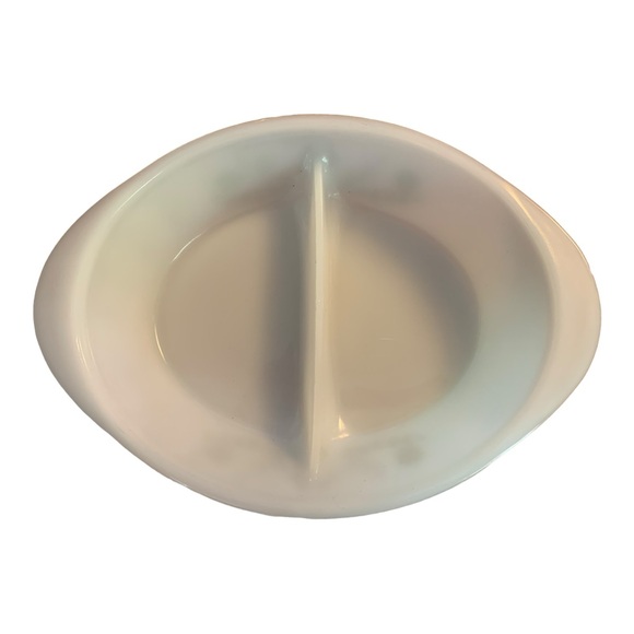 Vintage Glasbake Green Crazy Daisy/Spring Blossom Divided Casserole Dish #J2352 - Picture 4 of 9